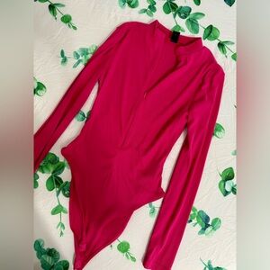 Hot pink stretchy bodysuit